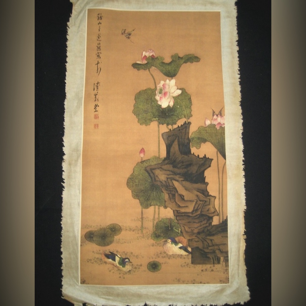 Vintage-Inspired Floral Tapestry in Green and Tan